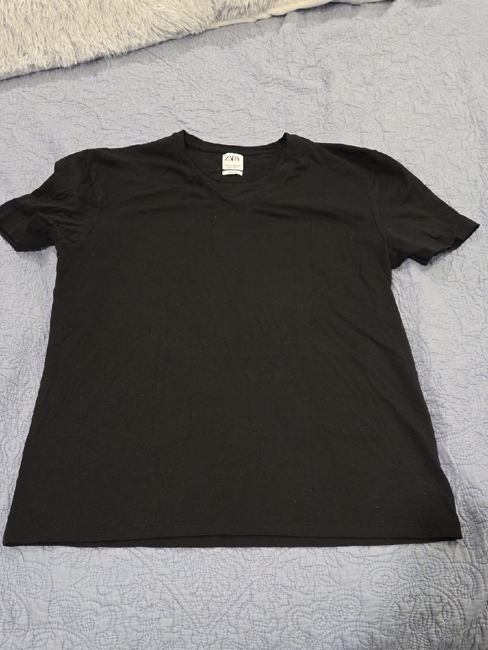 Zara Men's Black Slim Fit V-Neck Short Sleeve Tee Size XXL!
